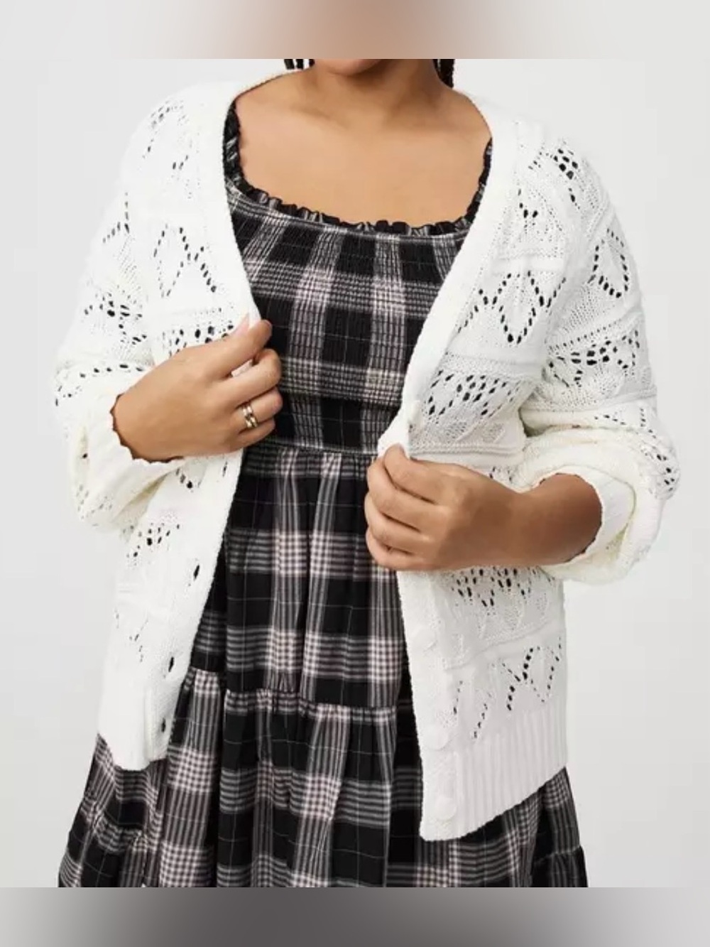 NWT - Torrid Off White Pointelle Sleeve Button Cardigan Size: 3